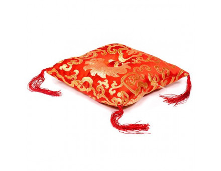 COUSSIN ROUGE FLEURI POUR BOL TIBETAIN