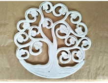ARBRE DE VIE ET FEUILLES EN BOIS CERUSE BLANC