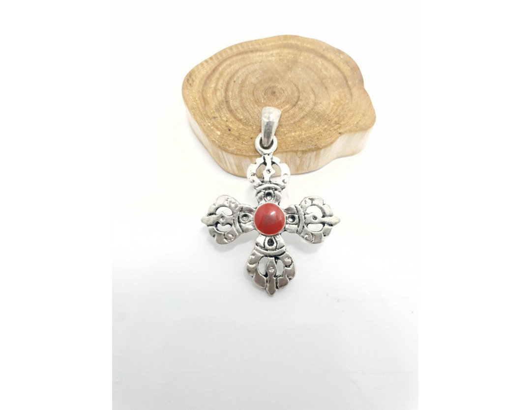 CROIX ROYALE CHRETIENNE INSIGNE DE PELERIN ROUGE